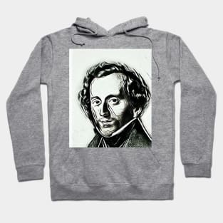 Felix Mendelssohn Black and White Portrait | Felix Mendelssohn Artwork 3 Hoodie